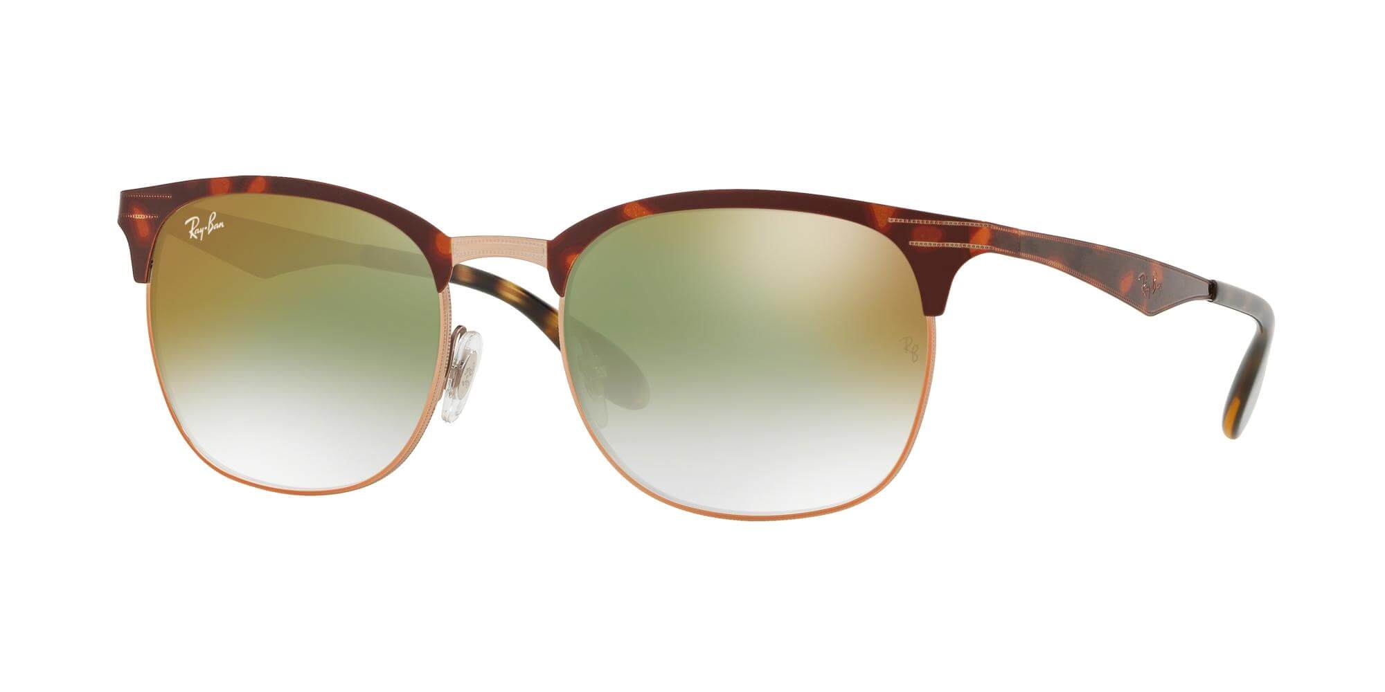 Ray-BanCLUBMASTER METAL RB 3538Copper Havana/green Shaded (9074/W0)